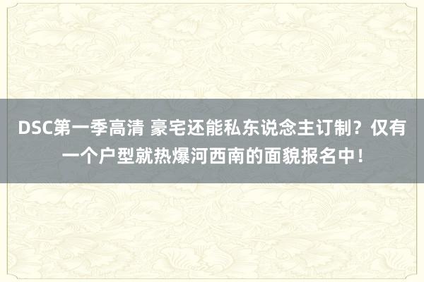 DSC第一季高清 豪宅还能私东说念主订制？仅有一个户型就热爆河西南的面貌报名中！