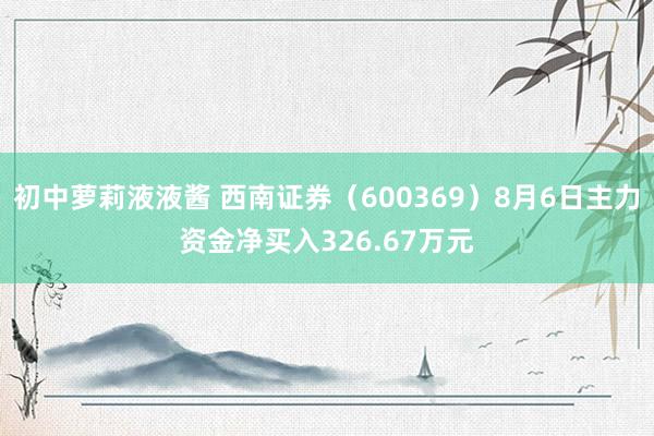 初中萝莉液液酱 西南证券（600369）8月6日主力资金净买入326.67万元