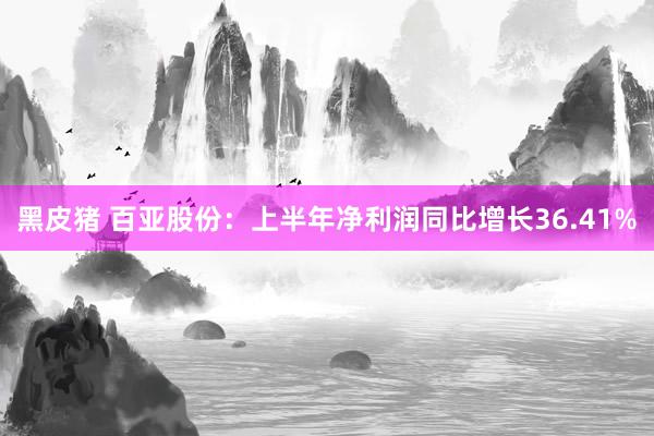 黑皮猪 百亚股份：上半年净利润同比增长36.41%