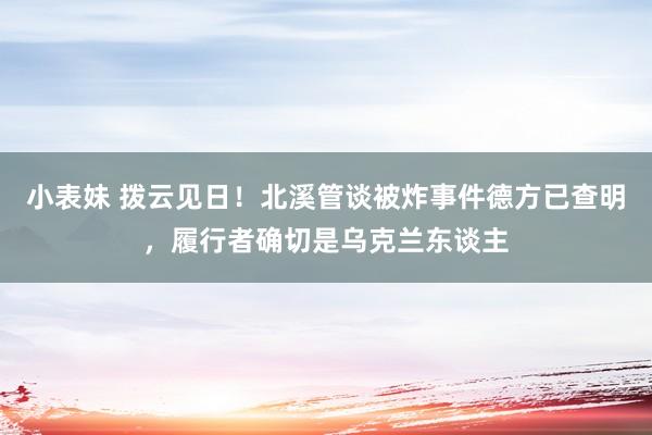 小表妹 拨云见日！北溪管谈被炸事件德方已查明，履行者确切是乌克兰东谈主