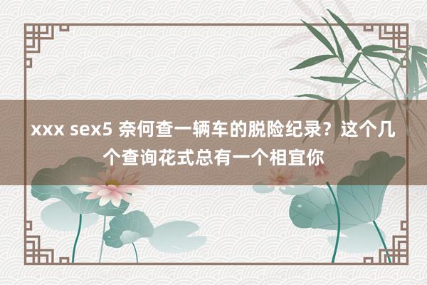 xxx sex5 奈何查一辆车的脱险纪录？这个几个查询花式总有一个相宜你