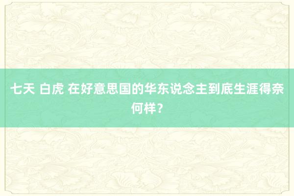 七天 白虎 在好意思国的华东说念主到底生涯得奈何样？