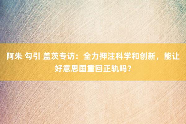 阿朱 勾引 盖茨专访：全力押注科学和创新，能让好意思国重回正轨吗？